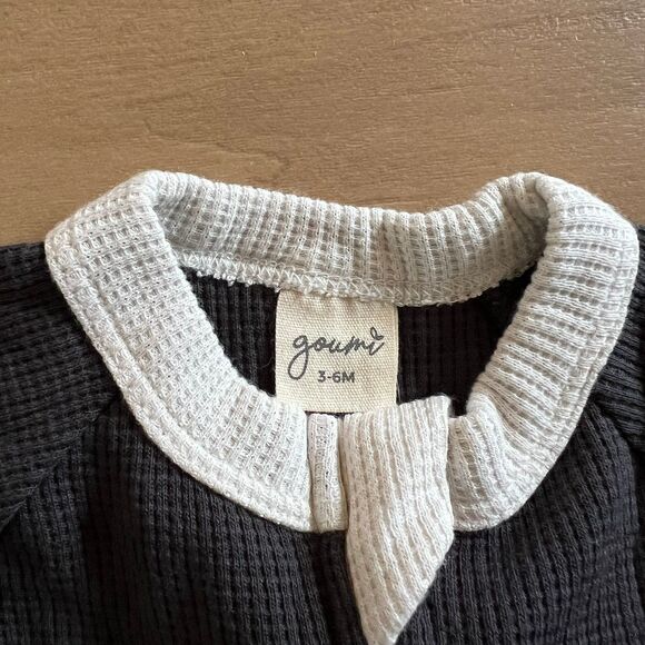 NWT Goumi Kids Coal Thermal Baby Footie SZ 3-6mo Bamboo Zippy Sleeper Waffle - Picture 3 of 3